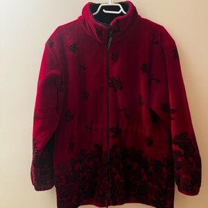 Women's Red Leaves Fleece Jacket